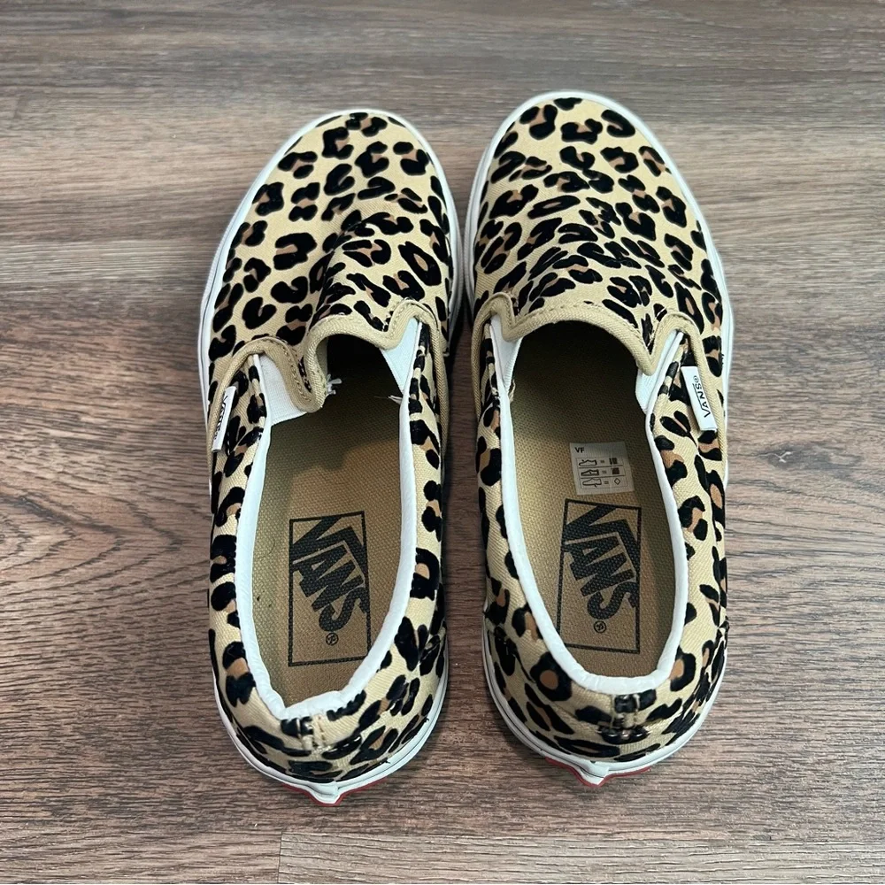 Vans Slip-On Leopard Sneakers Women’s 6.5 Canvas Skate Shoes Animal Print Casual - Picture 6 of 10